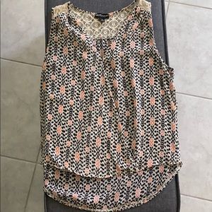 Sheer tank top with lace embellishment
